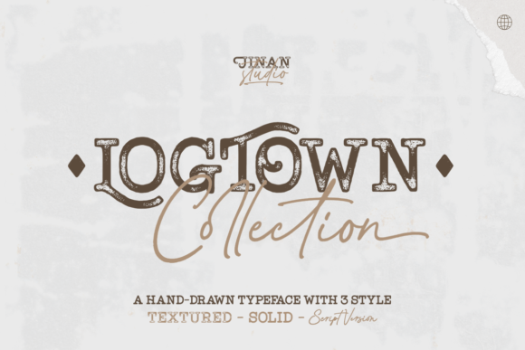 Logtown: A Hand-Drawn Font with Vintage Grit & Branding Heart